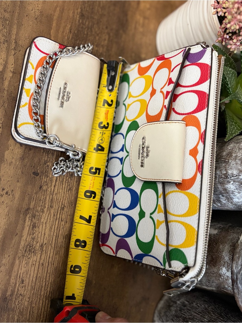 Coach poppy Rainbow Signature Canvas Crossbody Wallet - White Trim - Picture 2 of 6